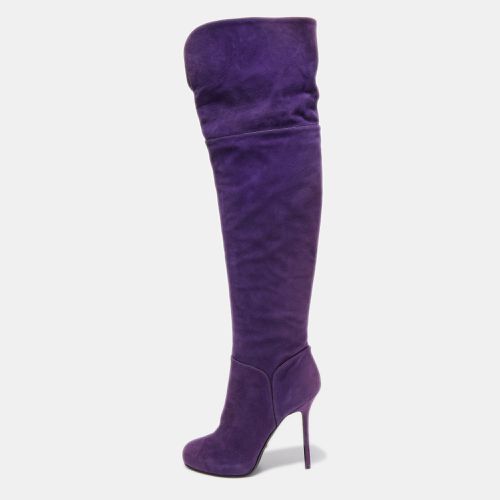 Sergio Rossi Purple Suede Zip Detail Knee Length Boots Size 40.5 - Sergio Rossi - Modalova