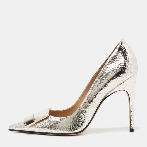 Sergio Rossi Silver Croc Embossed Leather Pumps Size 40 - Sergio Rossi - Modalova