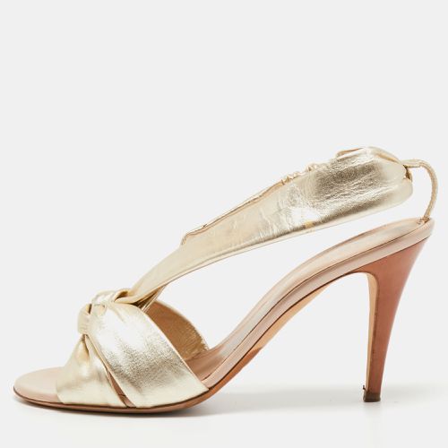 Sergio Rossi Gold Leather Knot Detail Open Toe Sandals Size 40 - Sergio Rossi - Modalova