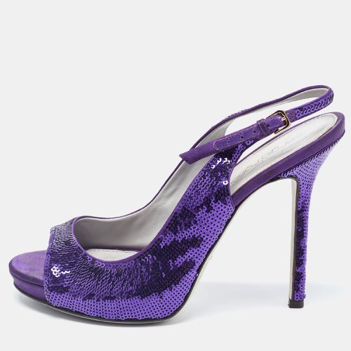 Sergio Rossi Purple Sequin and Satin Slingback Sandals Size 36 - Sergio Rossi - Modalova