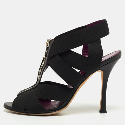 Sergio Rossi Black Elastic and Leather Ankle Strap Sandals Size 38 - Sergio Rossi - Modalova