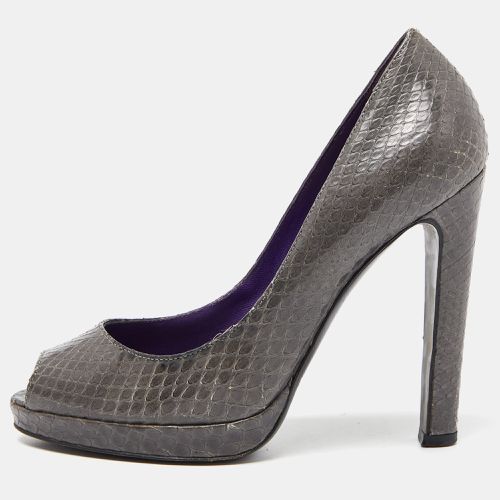 Sergio Rossi Grey Watersnake Leather Peep Toe Pumps Size 36.5 - Sergio Rossi - Modalova