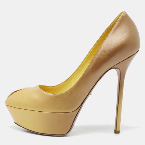 Sergio Rossi Yellow Leather Peep Toe Platform Pumps Size 37 - Sergio Rossi - Modalova