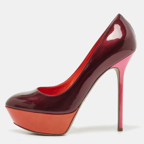 Sergio Rossi Burgundy Patent Leather Platform Pumps Size 39.5 - Sergio Rossi - Modalova