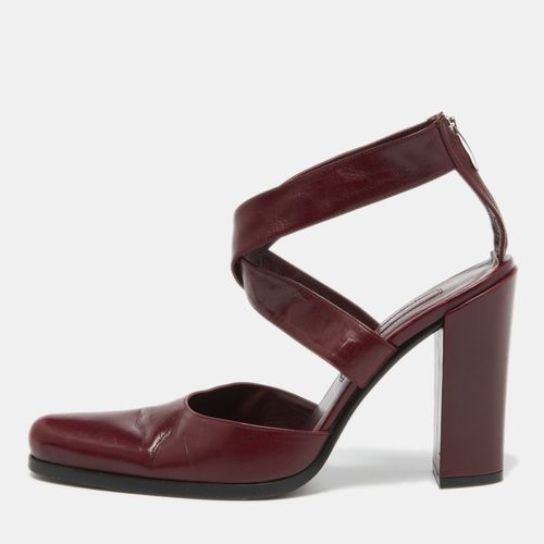 Sergio Rossi Burgundy Leather Cross Ankle Strap Pumps Size 38.5 - Sergio Rossi - Modalova