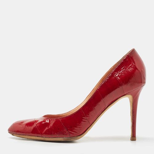 Sergio Rossi Dark Red Patent Eel Leather Round Toe Pumps Size 40.5 - Sergio Rossi - Modalova