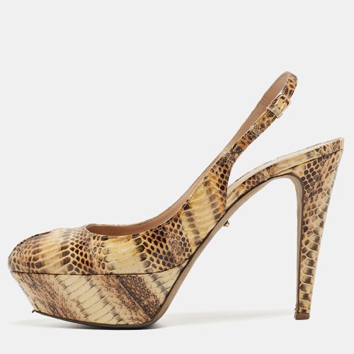 Sergio Rossi Beige Python Leather Peep Tee Platform Slingback Sandals Size 40 - Sergio Rossi - Modalova