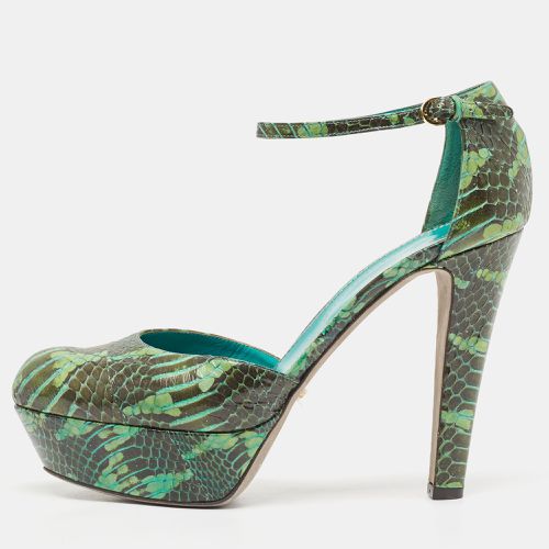 Sergio Rossi Two Tone Watersnake Platform Ankle Strap Pumps Size 39.5 - Sergio Rossi - Modalova