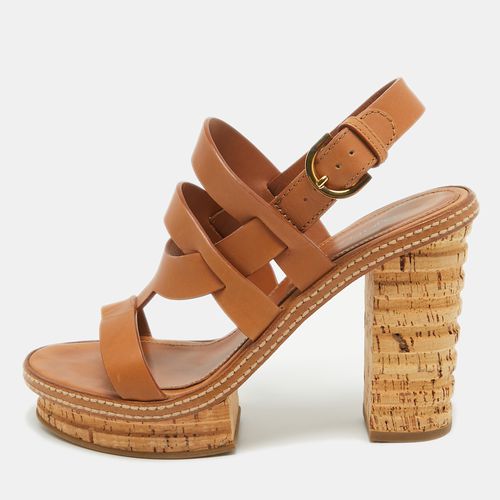 Sergio Rossi Brown Leather Cork Heel Ankle Strap Sandals Size 39 - Sergio Rossi - Modalova