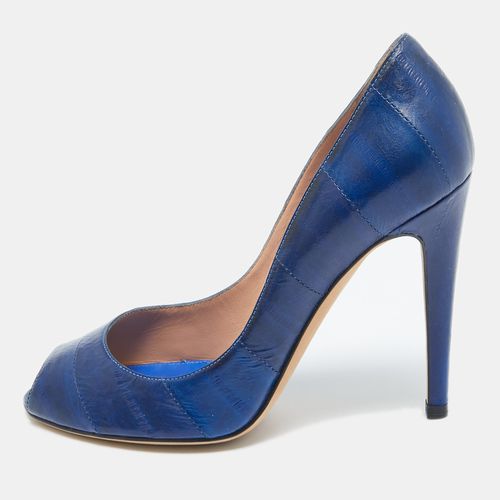 Sergio Rossi Blue Eel Leather Peep Toe Pumps Size 37.5 - Sergio Rossi - Modalova