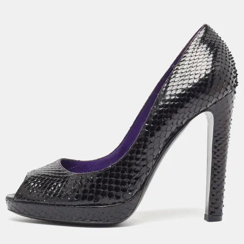 Size 37.5 Python Leather Peep Toe Pumps - Sergio Rossi - Modalova