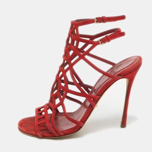 Sergio Rossi Red Suede Puzzle Caged Sandals Size 37 - Sergio Rossi - Modalova