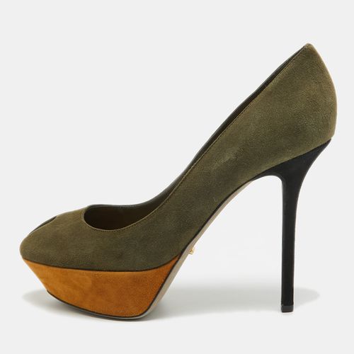 Sergio Rossi Army Green Suede Peep Toe Platform Pumps Size 40 - Sergio Rossi - Modalova