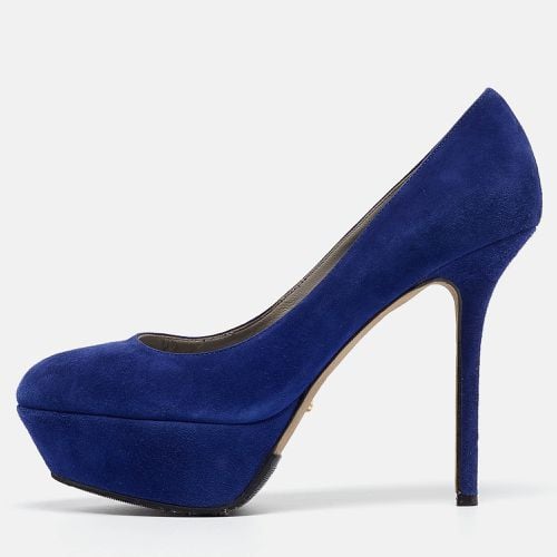 Sergio Rossi Blue Suede Platform Pumps Size 38 - Sergio Rossi - Modalova