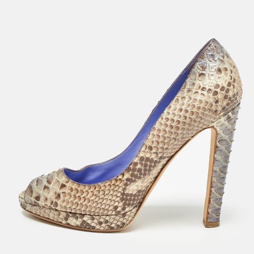 Sergio Rossi Beige Python Leather Peep Toe Pumps Size 37.5 - Sergio Rossi - Modalova