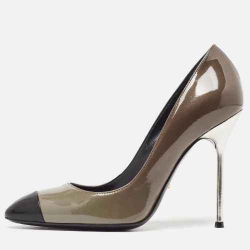 Sergio Rossi Grey/Black Patent Leather Cap Toe Pumps Sie 37 - Sergio Rossi - Modalova