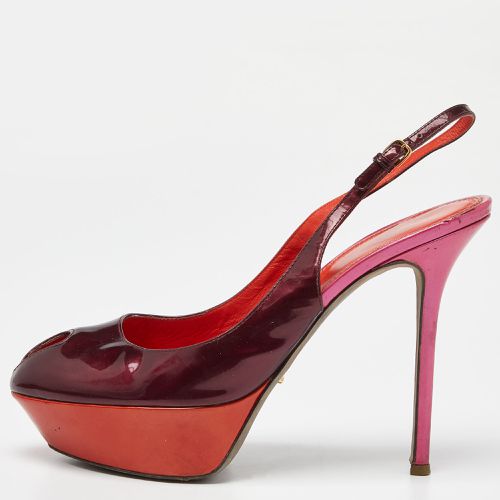 Sergio Rossi Burgundy/Red Patent Leather Cachet Slingback Pumps Size 39 - Sergio Rossi - Modalova