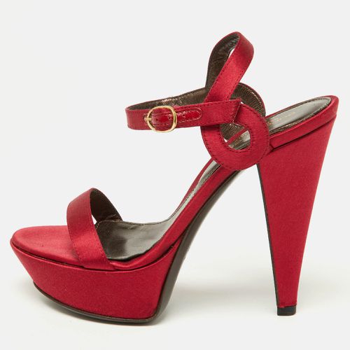 Sergio Rossi Red Satin Ankle Strap Sandals Size 34.5 - Sergio Rossi - Modalova