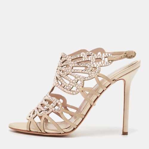 Sergio Rossi Beige Suede Crystal Embellished Slingback Sandals Size 39 - Sergio Rossi - Modalova