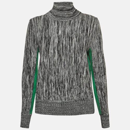 Sportmax Grey Striped Knit Contrast Side Trim High Neck Sweatshirt XL - Sportmax - Modalova