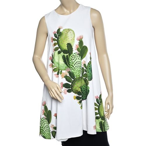 Sportmax White Cactus Print Crepe Sleeveless A-Line Dress S - Sportmax - Modalova