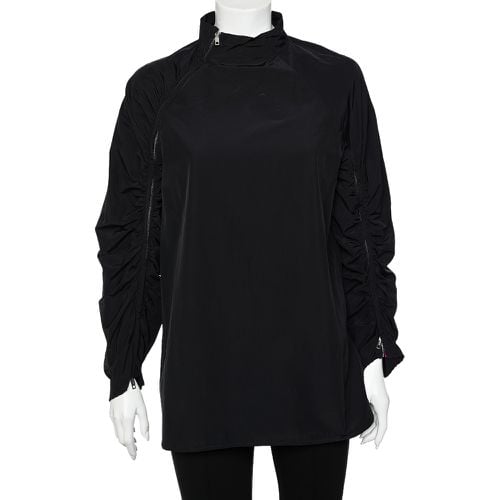 Sportmax Black Synthetic Contrast Trim Ruched Zip Detail Tunic Top S - Sportmax - Modalova