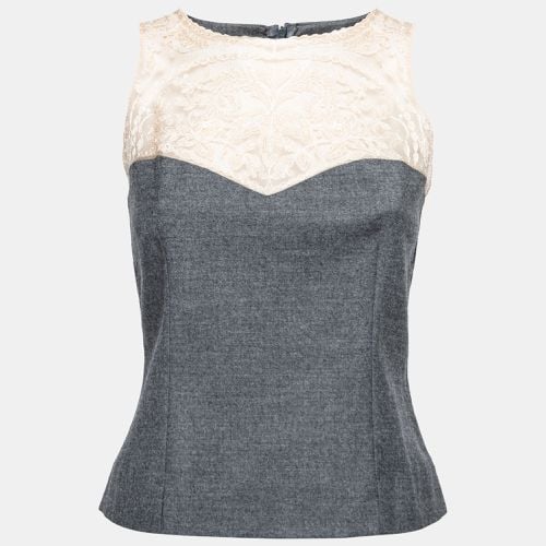 Sportmax Grey Wool Lace Detail Sleeveless Top S - Sportmax - Modalova