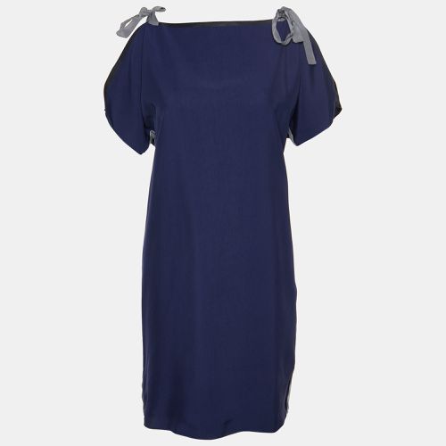 Sportmax Navy Blue Jersey Bow Detail Mini Dress M - Sportmax - Modalova