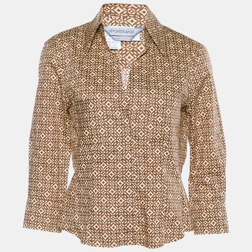 Sportmax Brown Printed Cotton Button Front Shirt M - Sportmax - Modalova