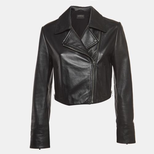 Sportmax Black Leather Cropped Biker Jacket M - Sportmax - Modalova