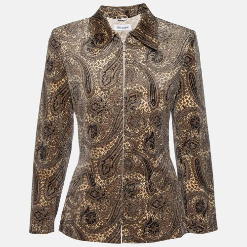 Sportmax Beige Paisley Print Velvet Zip Up Jacket M - Sportmax - Modalova