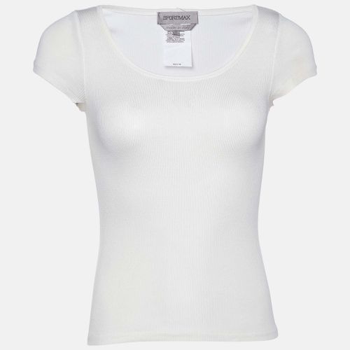 Sportmax Off White Cotton Knit Short Sleeve T-Shirt S - Sportmax - Modalova