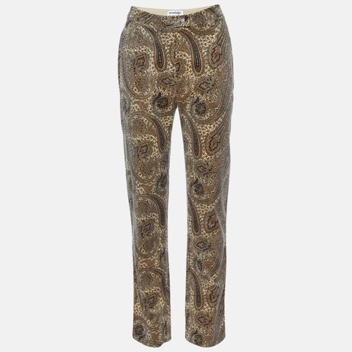 Sportmax Beige Paisley Print Velvet Straight Fit Trousers M - Sportmax - Modalova