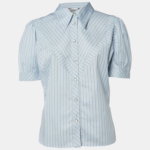 Sportmax Blue Stripe Cotton Short Sleeve Shirt M - Sportmax - Modalova