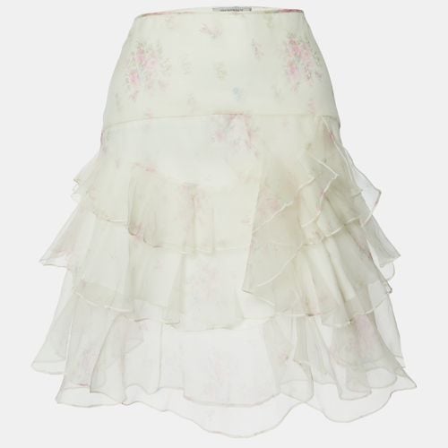 Sportmax White Floral Print Organza Tiered Skirt L - Sportmax - Modalova