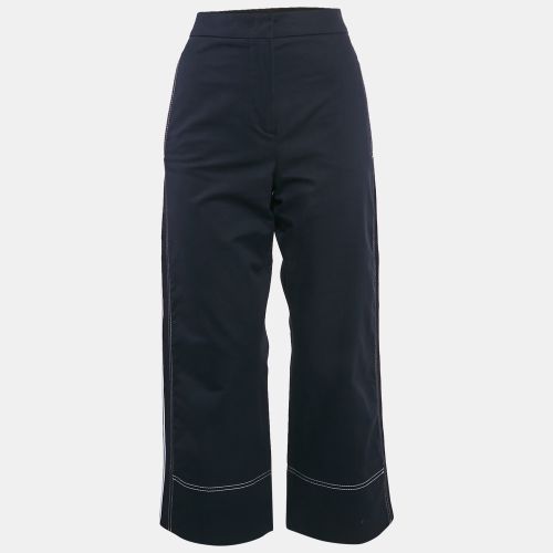 Sportmax Navy Blue Gabardine Cotton Contrast Trim Straight Leg Pants S - Sportmax - Modalova