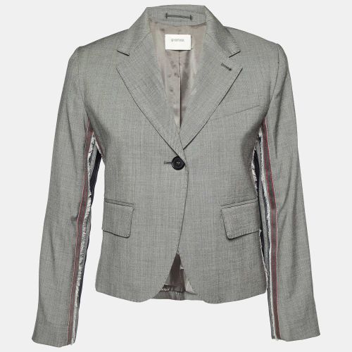 Sportmax Grey Wool Blend Trim Detail Cropped Blazer S - Sportmax - Modalova