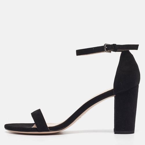 Stuart Weitzman Black Suede Nearlynude Lucite Ankle Strap Sandals 39 - Stuart Weitzman - Modalova