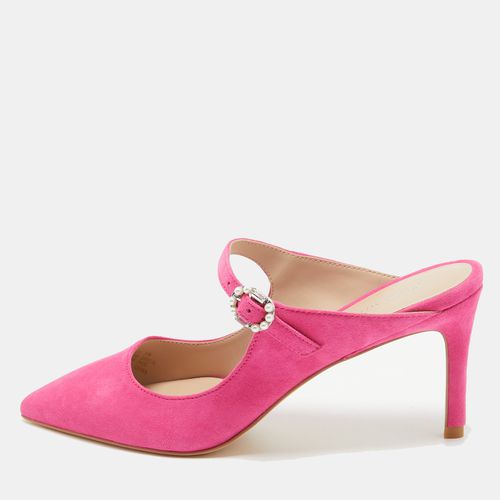 Stuart Weitzman Pink Suede Dazzle 75 Embellished Mules Size 37 - Stuart Weitzman - Modalova