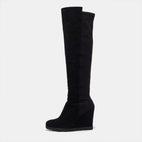 Stuart Weitzman Black Fabric and Suede Knee Length Boots Size 38 - Stuart Weitzman - Modalova