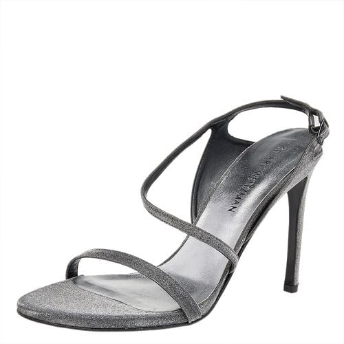 Stuart Weitzman Metallic Grey Glitter Ankle Strap Sandals Size 41 - Stuart Weitzman - Modalova