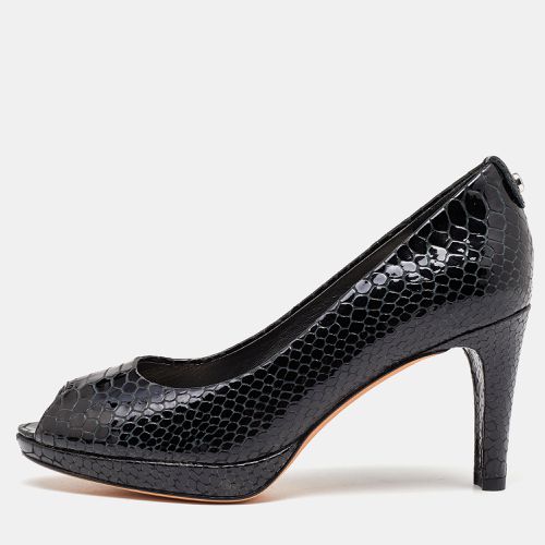 Python Embossed Leather Peep Toe Pumps Size 36.5 - Stuart Weitzman - Modalova