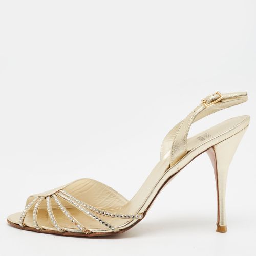 Size 40.5 Leather Crystal Embellished Slingback Sandals - Stuart Weitzman - Modalova