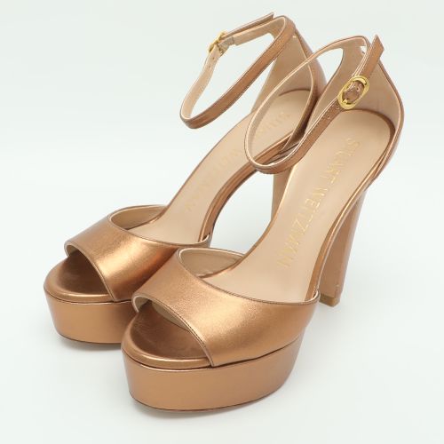 Disco Size 36.5 Bronze Metallic Leather Platform Sandals - Stuart Weitzman - Modalova