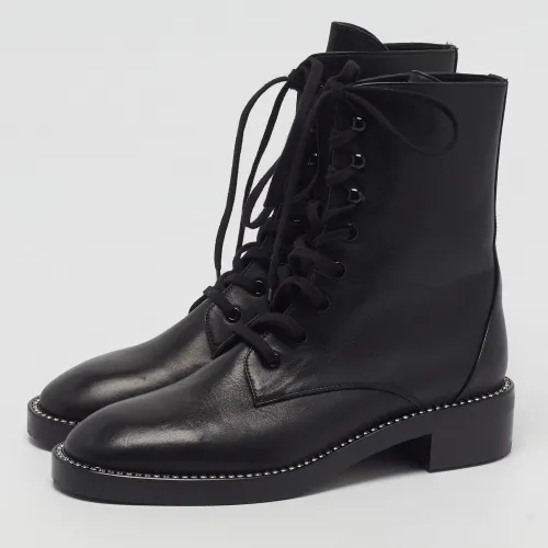Sondra Shine Size 37.5 Leather Combat Boots - Stuart Weitzman - Modalova