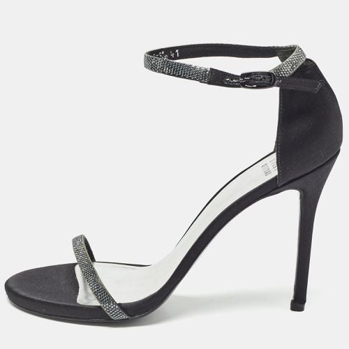 Stuart Weitzman Black Satin Crystal Embellished Ankle Strap Sandals Size 41 - Stuart Weitzman - Modalova