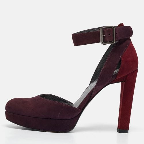 Stuart Weitzman Dark Purple/Burgundy Suede Ankle Strap Platform Pumps Size 39 - Stuart Weitzman - Modalova