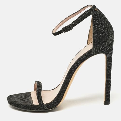 Stuart Weitzman Black Textured Suede Ankle Strap Open Toe Sandals Size 38 - Stuart Weitzman - Modalova