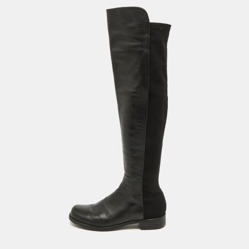 Stuart Weitzman Black Leather and Fabric Knee Length Boots Size 37.5 - Stuart Weitzman - Modalova