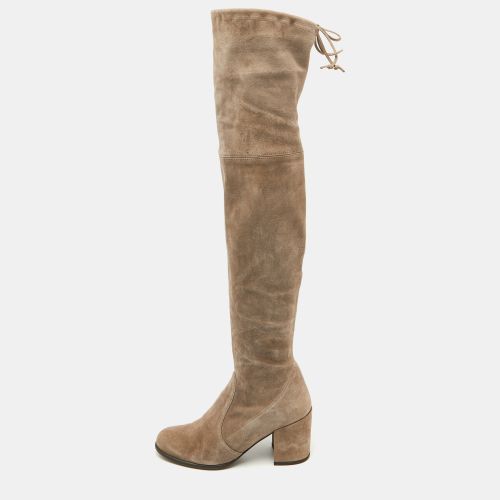 Stuart Weitzman Taupe Grey Suede Over The Knee Boots Size 37.5 - Stuart Weitzman - Modalova